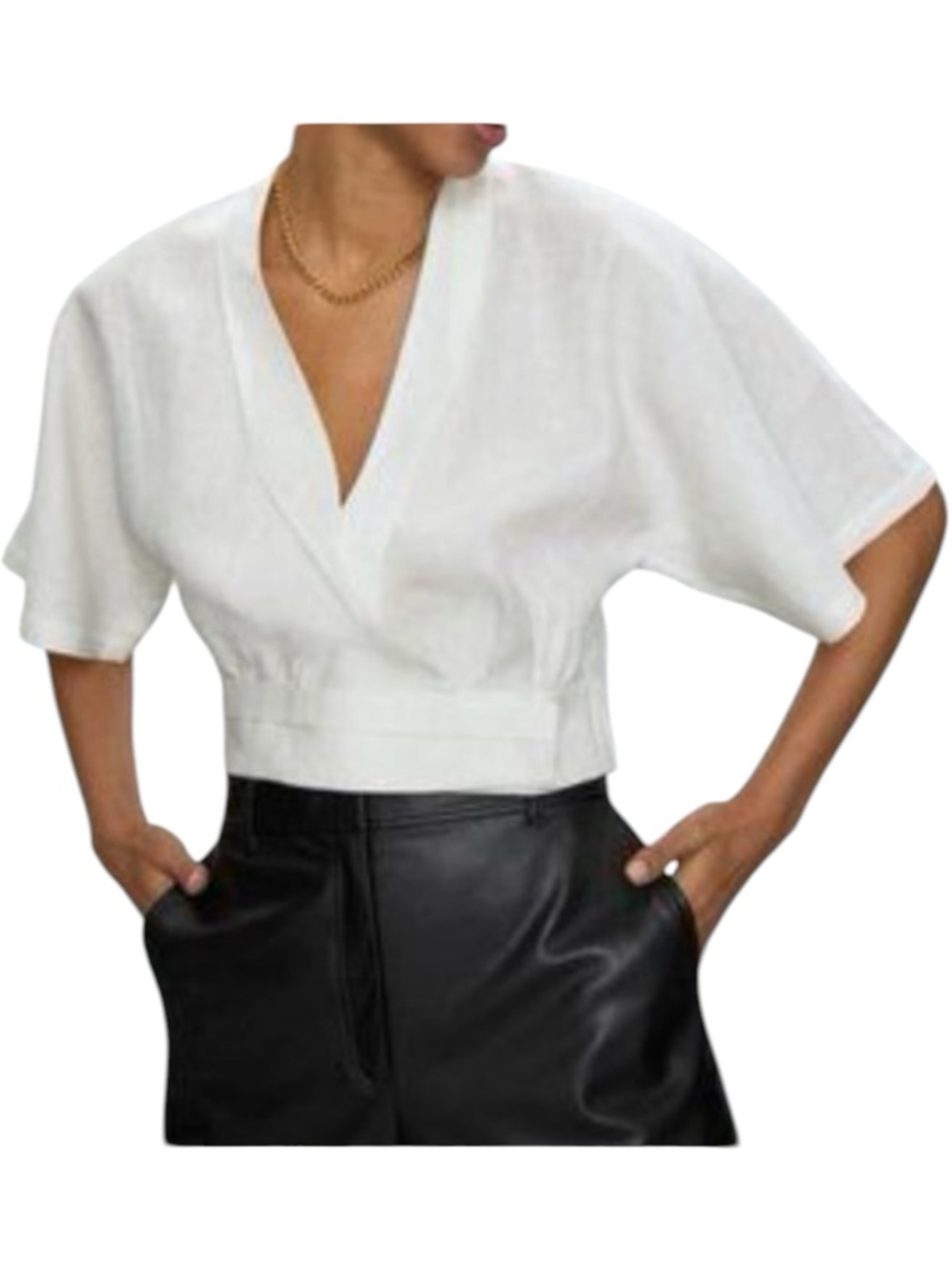 NWT Aritzia BABATON Tahoma Linen Wrap Top L